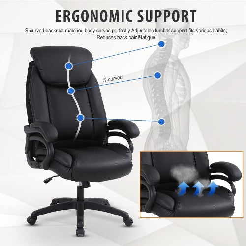 KASORIX Ergonomic Office Chair, Adjustable Swivel Chair with PU Leather, High-Back Lumbar Support, Flip-Up Armrests for Home, Office (Black) KASORIX Ergonomic Office Chair, Adjustable Swivel Chair with PU Leather, High-Back Lumbar Support, Flip-Up Armrests for Home, Office (Black)